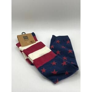 LOOK FOOTWEAR Women’s Red-Blue Striped-Star Over The Knee Socks SZ OS